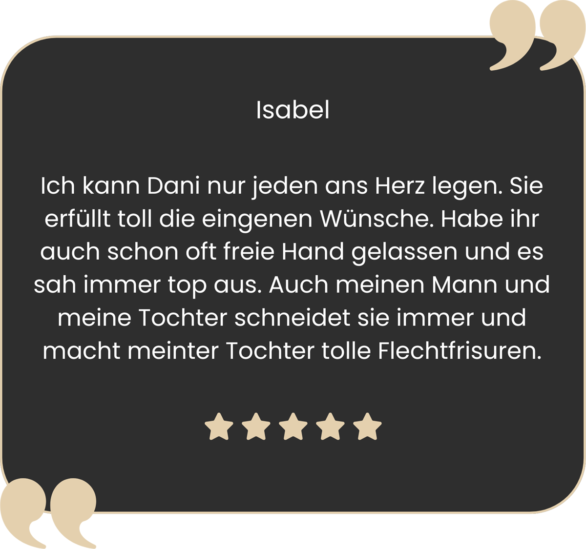 Huber Daniela Mobile Friseurin Testimonial Isabel Daniela Huber Friseur in St. Valentin, Enns, Ennsdorf, Mauthausen, Kronstorf, Haag, Strengberg